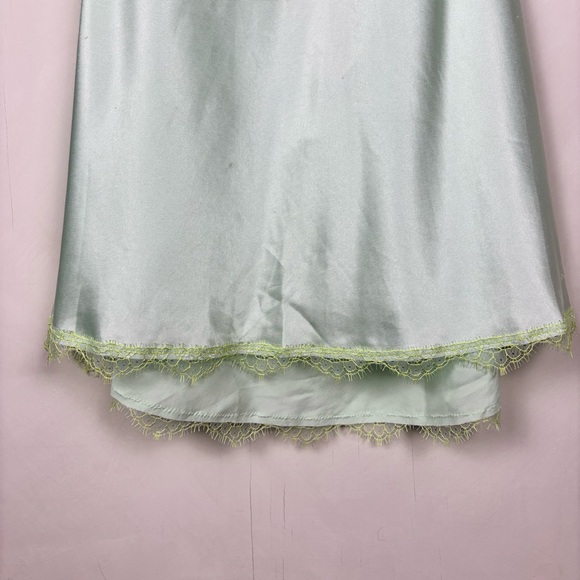 Victoria’s Secret Satin Lace Mint & Lime Halter Chemise Sz M Angelcore Y2K Fairy - Picture 7 of 15